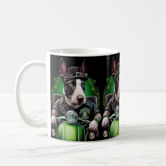 Mug Bull Terrier Chien Conduite Vélo St. Patrick's Day (Gauche)