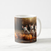 Mug Bull Terrier Chiot Automne Citrouille de plaisir (Devant droit)