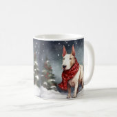 Mug Bull Terrier dans la neige de Noël (Devant droit)