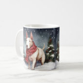 Mug Bull Terrier dans la neige de Noël (Devant gauche)