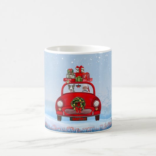 Mug Bull Terrier Dog In Car With Santa Claus (Centre)