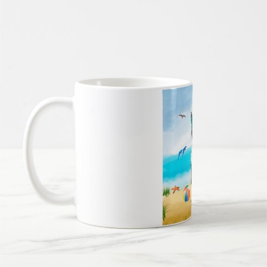 Mug Bull Terrier Dog sur la plage (Gauche)