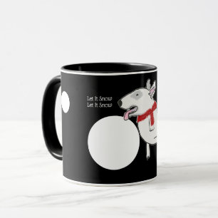 Mug Bull Terrier Doodle profitant d'une boule de neige
