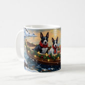 Mug Bull Terrier Noël Bateau Fêtes (Devant gauche)