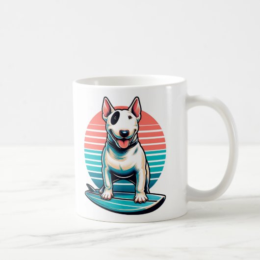 Mug Bull terrier sur une carte surf style rétro des an (Droite)