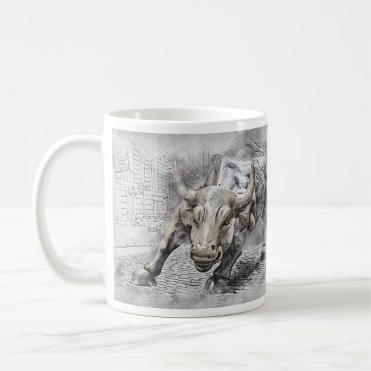 Mug Bull Toro Marché Mercado Stock argent Dinero Or (Gauche)