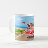 Mug Bulldog anglais Saint-Valentin Coeurs de camion (Devant gauche)