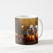 Mug Bulldog Chiot Automne Citrouille de plaisir (Devant droit)