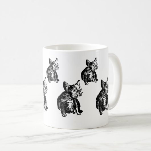 Mug Bulldog Français Chien Chien Chien Chien Tiré Art  (Devant droit)