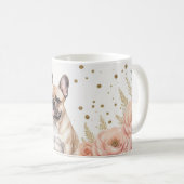 Mug Bulldog français Whimsical avec des accents florau (Devant droit)