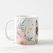 Mug Bulldog français Whimsical avec des accents florau (Gauche)