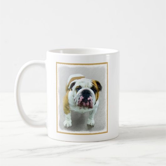 Mug Bulldog Painting - Joli art original chien (Gauche)