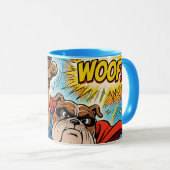Mug Bulldog Superhero Flying with Cape (Devant droit)