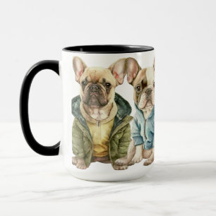 MUG BULLDOGS FRANÇAIS ADORABLES AVEC SWEATERS