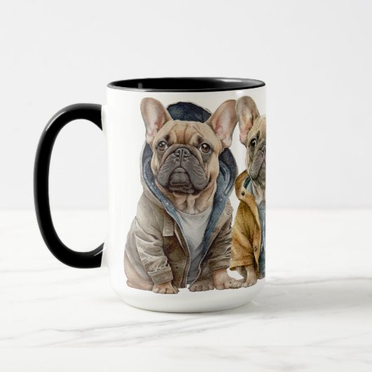 MUG BULLDOGS FRANÇAIS ADORABLES AVEC SWEATERS (Gauche)