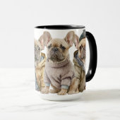MUG BULLDOGS FRANÇAIS ADORABLES AVEC SWEATERS (Devant droit)