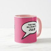 Mug Bulle de dialogue personnalisée rose fun (Devant droit)