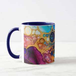 Mug Bulles d'alcool et d'encre bleues, violettes et tu