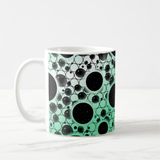 Mug Bulles d'espace tachetées - Blanc/Menthe (Gauche)