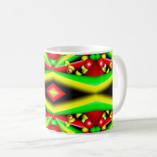 Mug Bulles Rouges Jaunes Vertes Et Grilles Art Abstrai