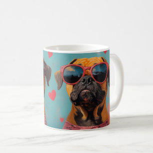 Mug Bullmastiff avec coeur Roses Saint-Valentin