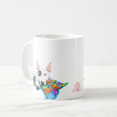 Mug Bullterrier blanc sur la couverture en Patchwork - (Devant gauche)