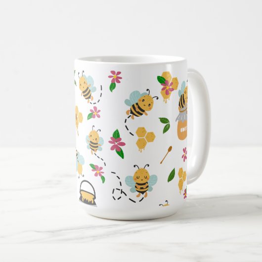 Mug Bumble abeille et miel motif (Devant droit)