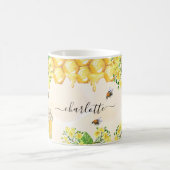 Mug Bumble abeilles miel fleurons jaunes nom script (Centre)