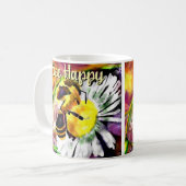 Mug Bumble Bee Happy Flower Floral Aquarelle (Devant gauche)