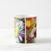 Mug Bumble Bee Happy Flower Floral Aquarelle (Centre)
