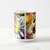 Mug Bumble Bee Happy Flower Floral Aquarelle (Centre)