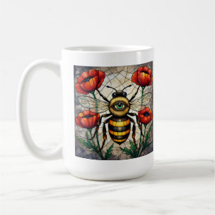 Mug Bumble bee vitrail vibrant oeil de fleur de pavot