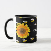 Mug Bumble noir abeilles nom de tournesol jaune (Gauche)