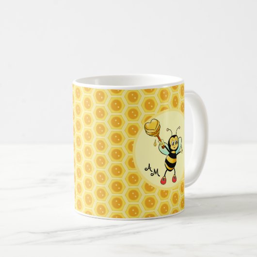 Mug Bumblebee avec coeur et monogramme (Devant droit)