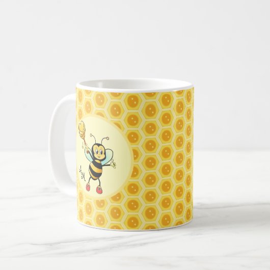Mug Bumblebee avec coeur et monogramme (Devant gauche)