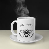 Mug Bumblebee rustique Personnalisé noir et blanc