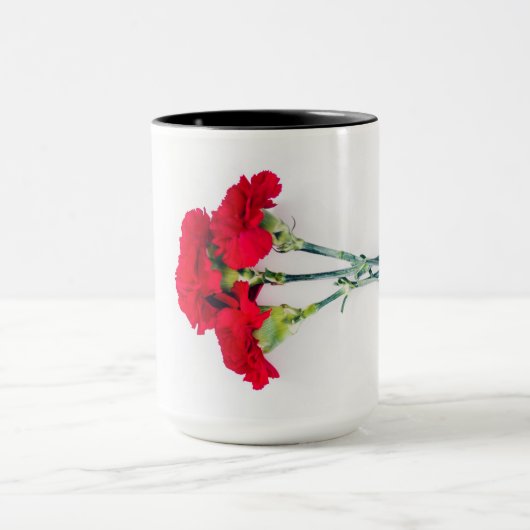 Mug Bundle of Red Carnation Flowers (Centre)