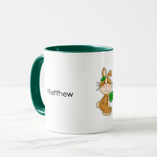 Mug Bunnies avec Shamrock St. Patrick's Day Custom (Devant gauche)