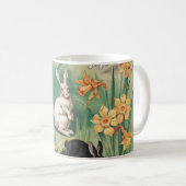 Mug Bunnies mignons aux fleurs de jonquille Antique Pâ (Devant droit)