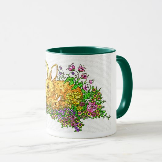Mug Bunnies Springtime dans un champ de fleurs (Devant droit)