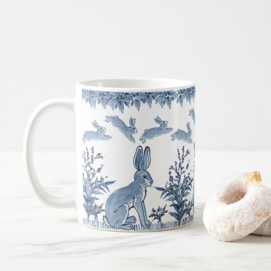 Mug Bunny Bleu Bleu Lapin Fun Motif Delft (Avec donut)