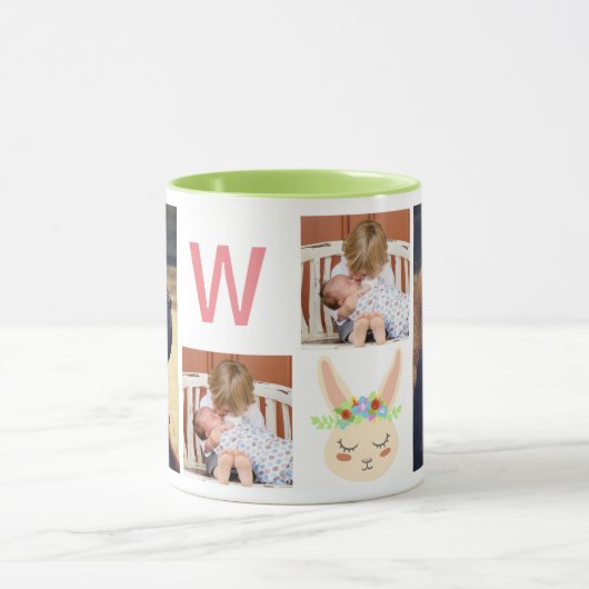 Mug Bunny de printemps mignon et 4 Photos de famille (Centre)