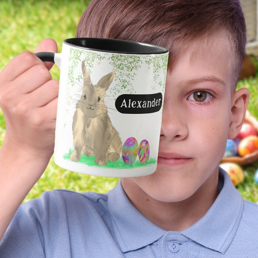 Mug Bunny d'oeufs de Pâques Nom personnalisé