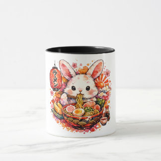 Mug Bunny Eating Ramen