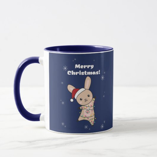 Mug Bunny Joyeux Noël Animaux d'hiver Lapins Café (Gauche)