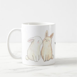 Mug Bunny Kiss mignon Rabbit Kissing Nom personnalisé