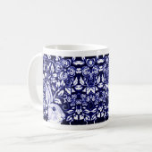 Mug Bunny lapin bleu et blanc Chinoiserie Floral Funny (Devant gauche)