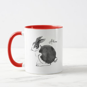 Mug Bunny noir et blanc en aquarelle