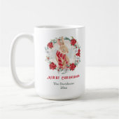 Mug Bunny Poinsettia Aquarelle Nom Musique de Noël (Gauche)