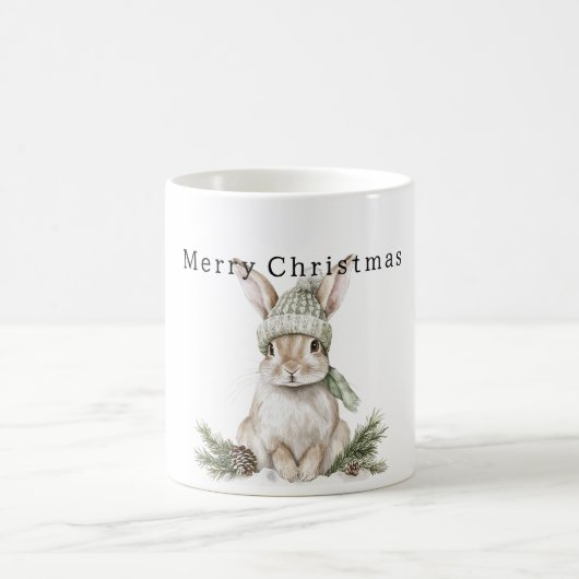 Mug Bunny Rabbit Green Hat Christmas (Centre)